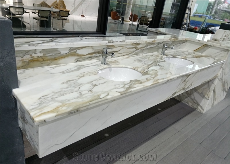 Calacatta Bathroom Vanity White Marble Counter Top