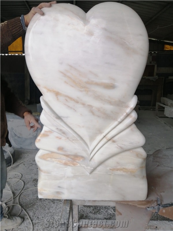 Marble Carved Handmade Headstones, Beige Marble Headstones