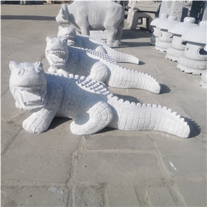 Hand-Carved Granite Animal Statue Crocodile Statue