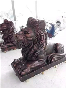 Black Stone Guardian Lions Sculpture