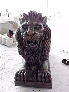 Black Stone Guardian Lions Sculpture