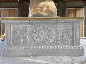 Pure White Marble Wall Relieve Carving Design