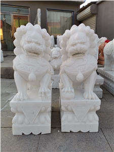 White Marble Lion Sculpture Shishi Guardian Statue