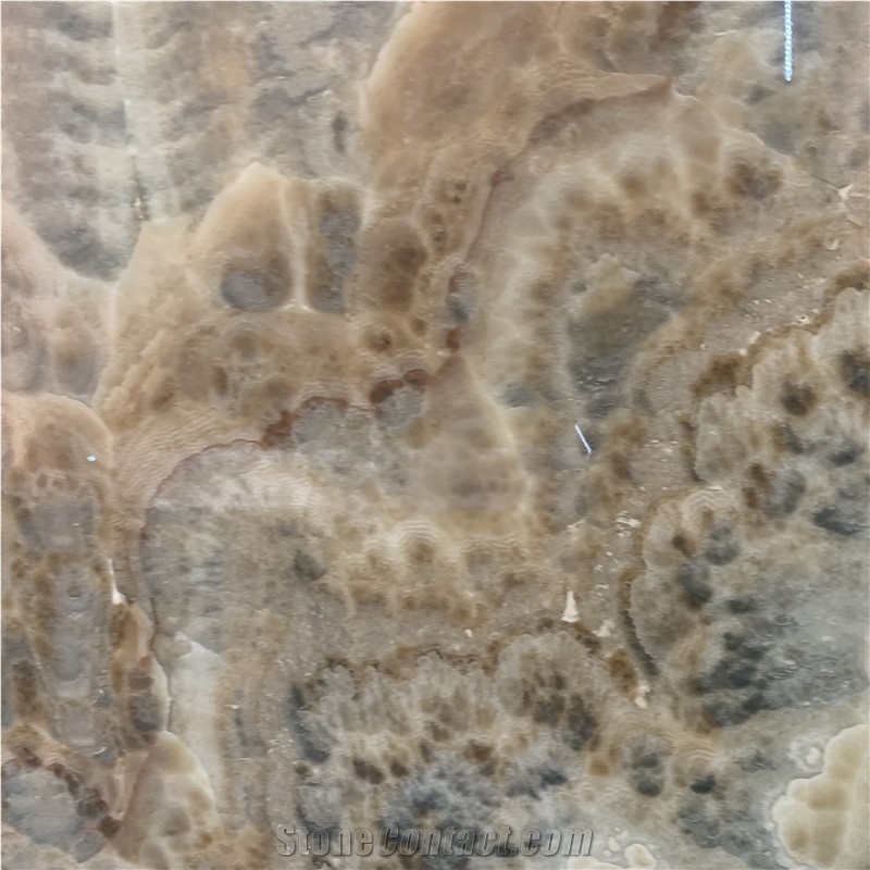 Backlit Brown Onyx Slab for Background Wall