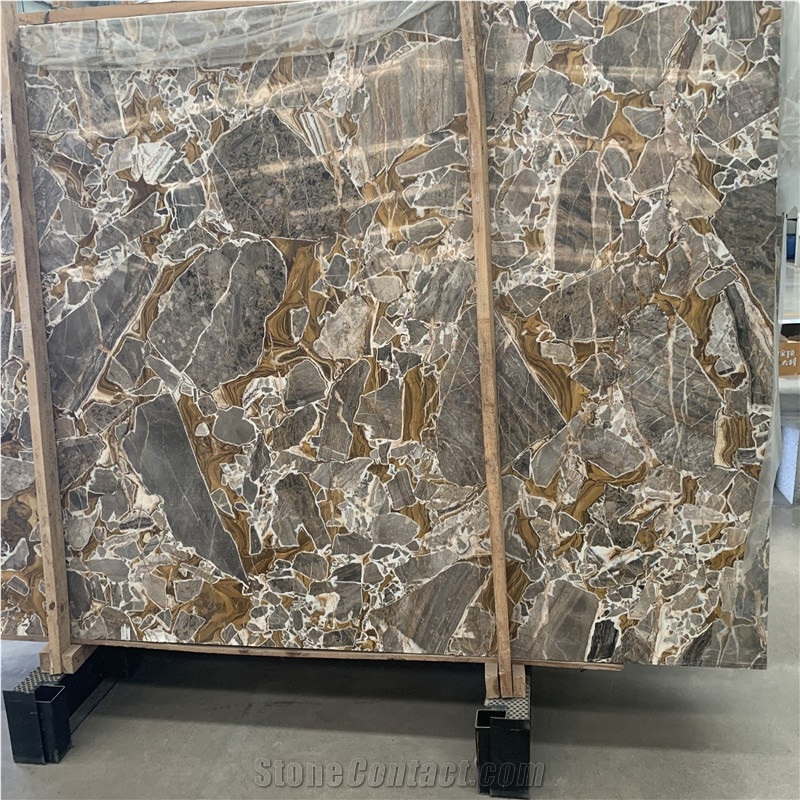 Exotic Stone Gold And Grey Marble Slab Good Price