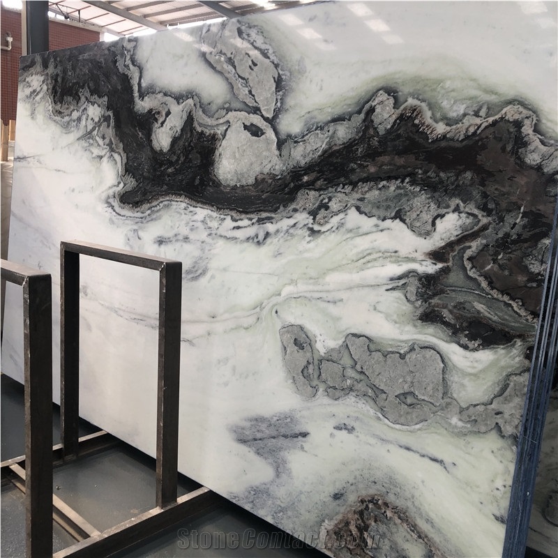 Natural White Marble with Black Veins Pattern Slab