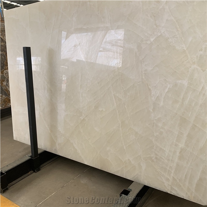 Luxury Polished White Onyx Slab For Wall And Floor Design