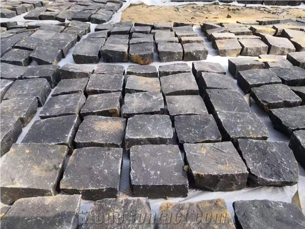 Black Basalt Cube Cobble Stone Setts Pavers