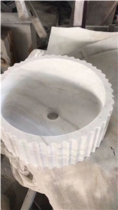 Chinese Guangxi White Marble Stone Sink Basins