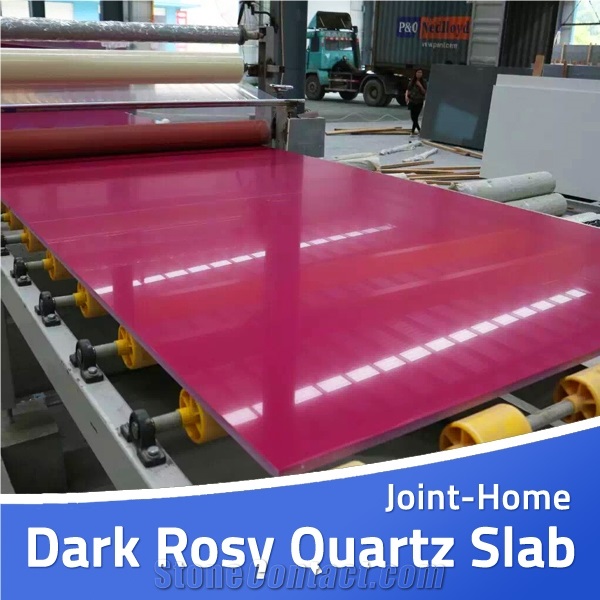 Dark Rosy Pure Purple Quartz Manmade Stone Slabs