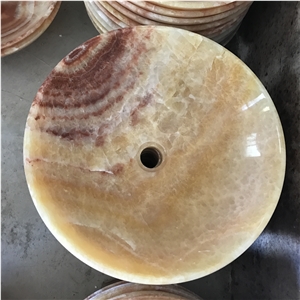 Natural Stone Honey Onyx Marble Round Basins