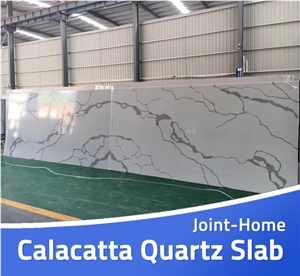 New Calacatta Fantasy Cream Jumbo Size Quartz Slab