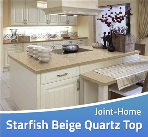 Starfish Beige Sparkle Quartz Kitchen Countertops