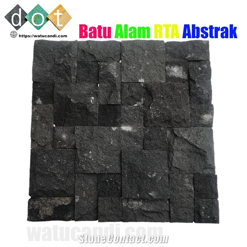 Stone Wall Abstract Black Lava Ledge Stone- Abstract Rta Candi Hitam Black Lava Wall Panels