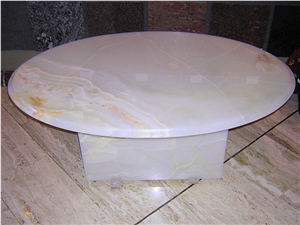 White Onyx Coffee Table with Matching Base