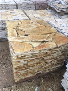 Natural Yellow Sandstone Irregular Flagstone for Walling, Paving