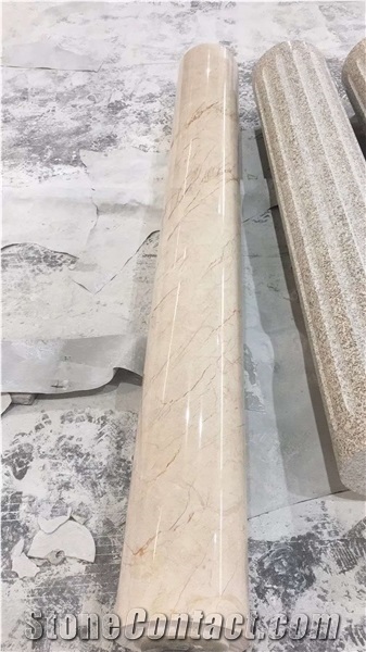 Beige Marble Column Design Carved Pillar