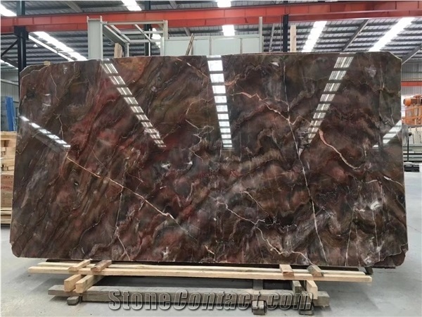 Olive Red Marble for Wall Coverings