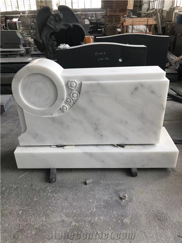 Hand Carved China White Angel Marble Headstone