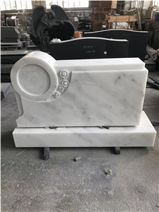 Hand Carved China White Angel Marble Headstone