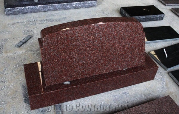 Indian Red Granite Polished Slant Marker Tombstone