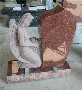 Indian Red Polished Angel Tombstone Monument