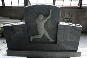 Light Gray Custom Baseball Player Carving Monument
