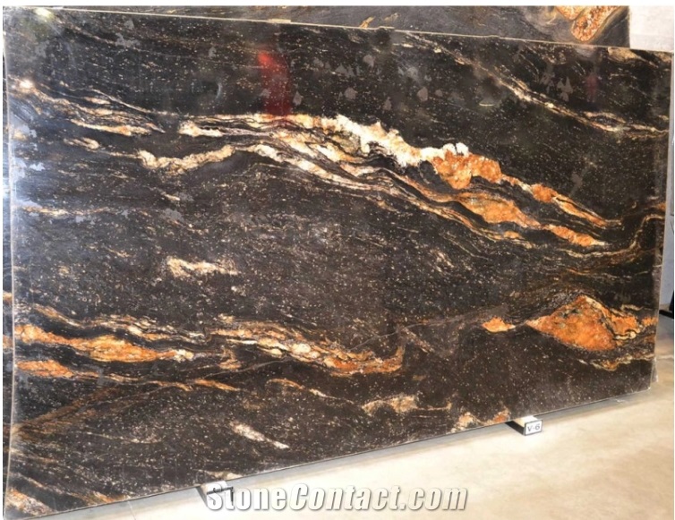 Prefab Granite Kitchen Countertops Gold Veins