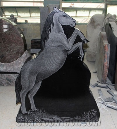 Shanxi Black Horse Shape Upright Monument