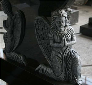 Shanxi Black Polished Heart with Angel Carving