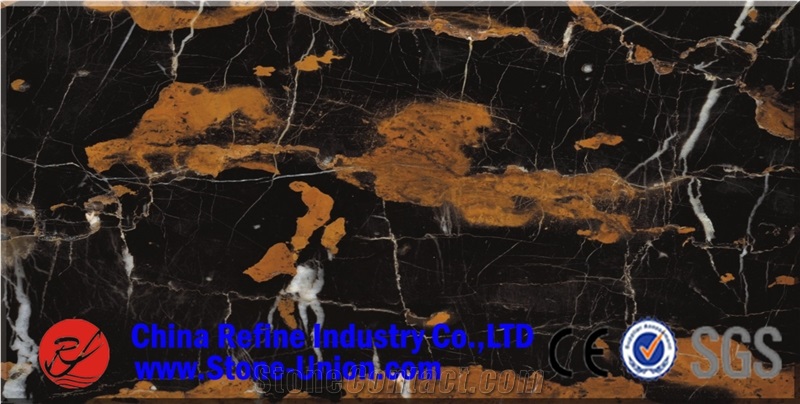Afghanistan Black Portoro Marble Slabs & Tile