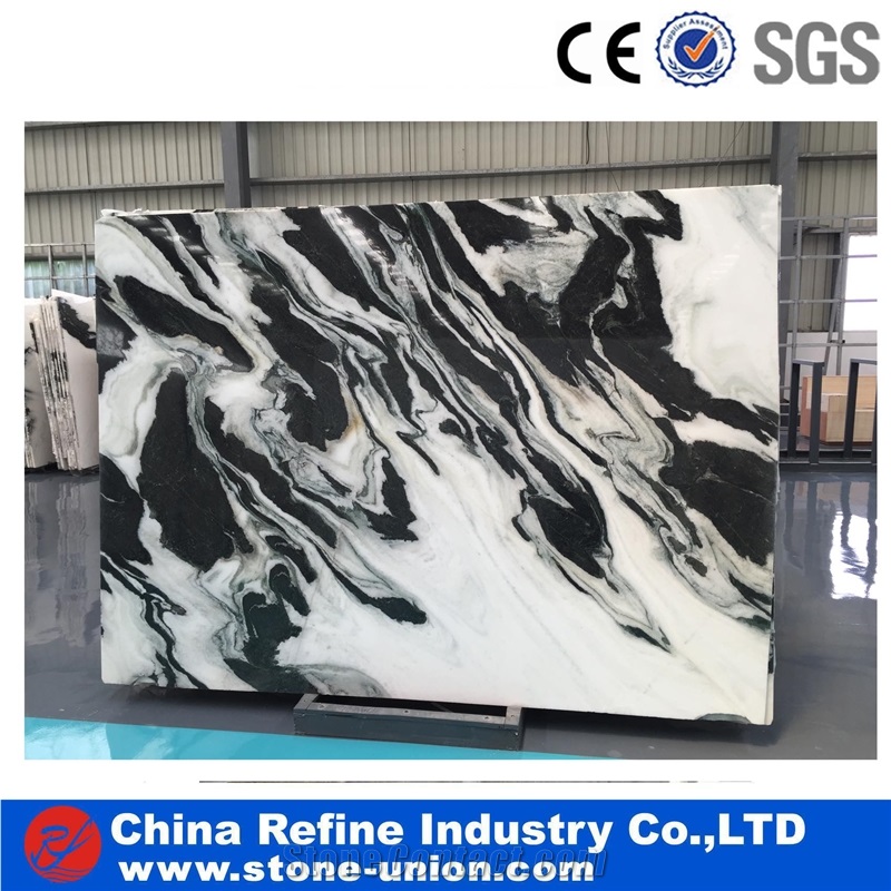 Black And White Mixed Marble Slabs For Project