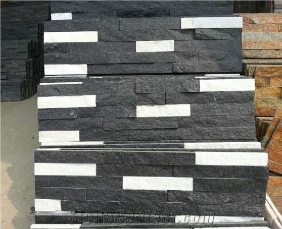 Black and White Quartzite Flat Cultured Stone