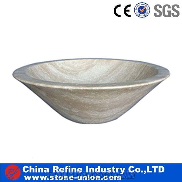 Brown Polished Customized Marble Basins Wash Bowls