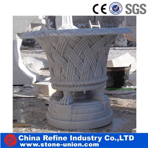 Chinese Cheap White Marble Carving Flower Pots