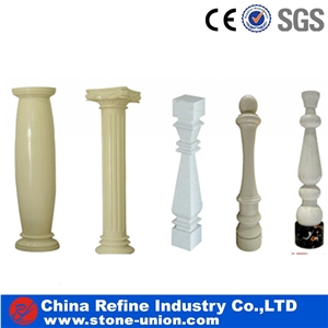 Customized Solid White Marble Hand Carved Pillars