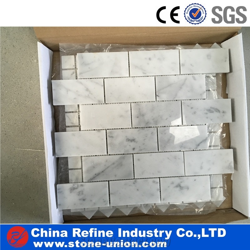 Flat Wooden White Marble Wall Tiles, Marble Mosaic