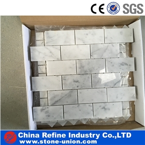 Flat Wooden White Marble Wall Tiles, Marble Mosaic