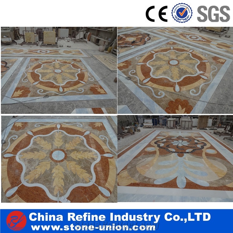Inlay Polished Mixed Marble Flooring Medallions