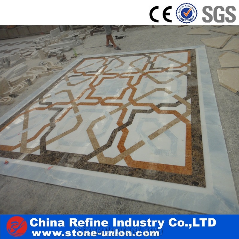 Marble Water Jet Floor Square Medallion for Hotel