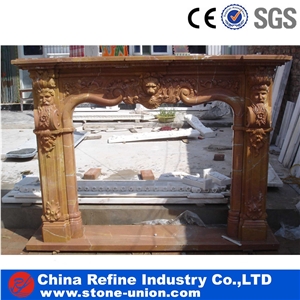 Natural Polished Yellow Marble Fireplace Insert