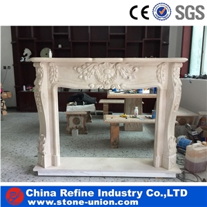 Natural Polished Yellow Marble Fireplace Insert