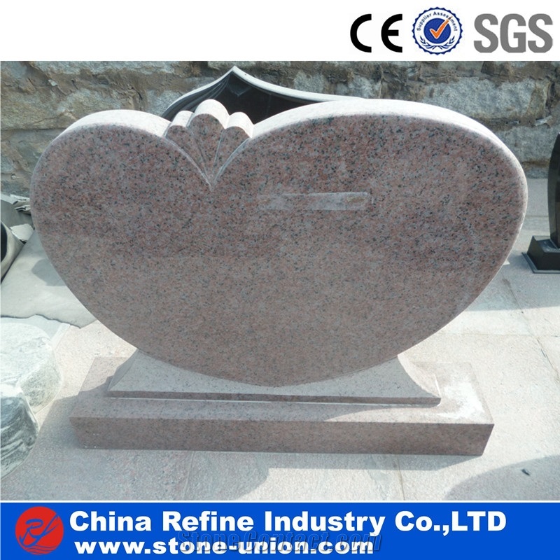 Red Granite Tombstones,Heart Shaped Monuments
