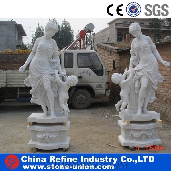 Statues Hand Caved White Marble Human Sculpture