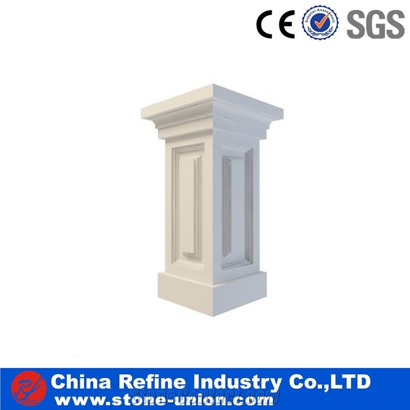 White Marble Column with Relief, Marble Pillars
