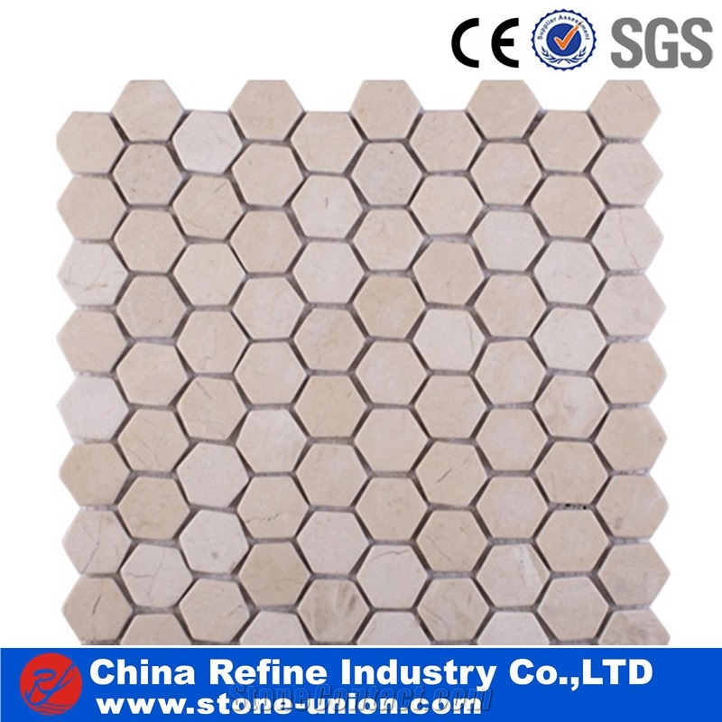White Marble Mixed Glass Mosaic Pattern Tiles