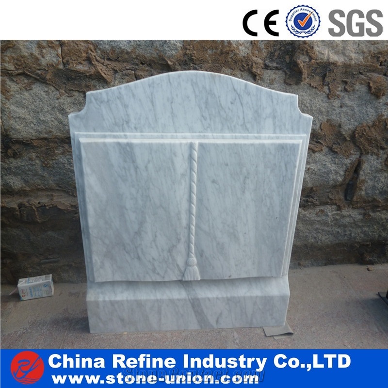 White Polished Book Marble Monument & Tombstones