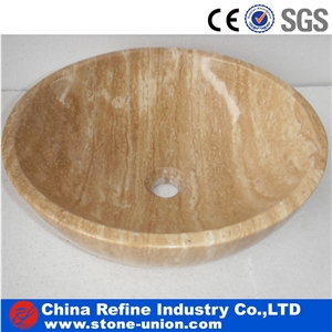 Yellow Marble Polished Natural Stone Vessel Sinks