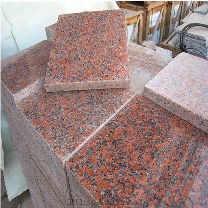 G562 Maple Red Granite Cube Stone