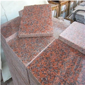 G562 Maple Red Granite Cube Stone
